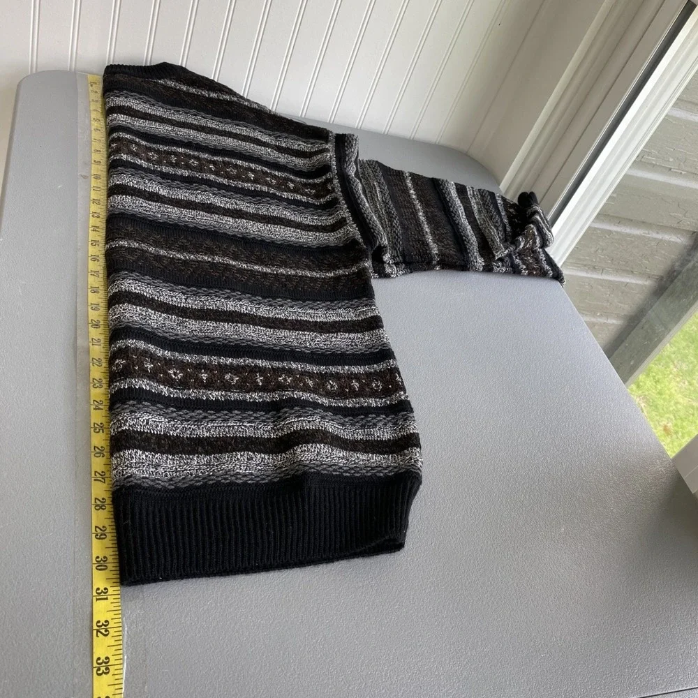 Vintage Cortina Mens 3D Knit Striped Wool Blend Sweater Size XL Made in Italy